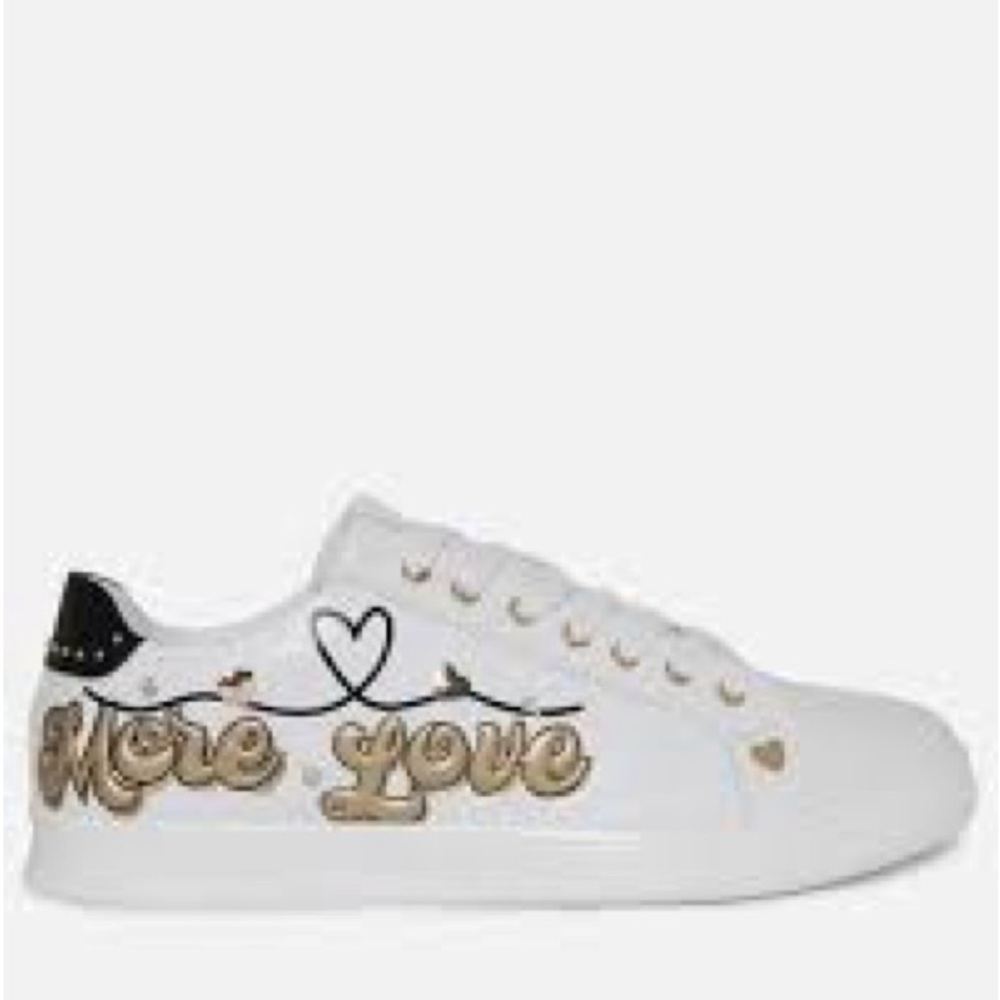 Aldo White Sneakers with Black and Gold Details